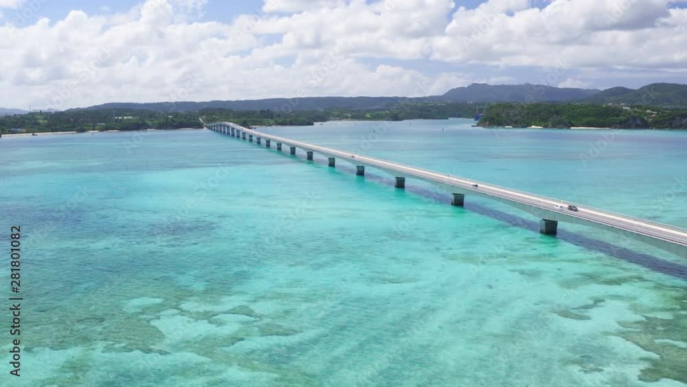 Aerial view of bridge, Nakijin, Kouri Island, Okinawa Prefecture Aerial view of bridge, Nakijin, Kouri Island, Okinawa Prefecture