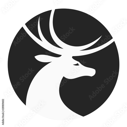 Stylized deer head in a circle