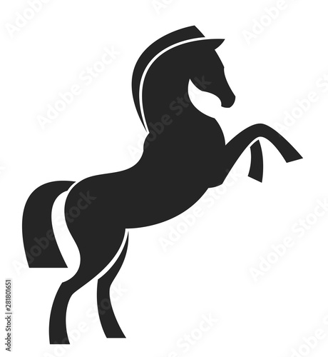 Black horse on a white background