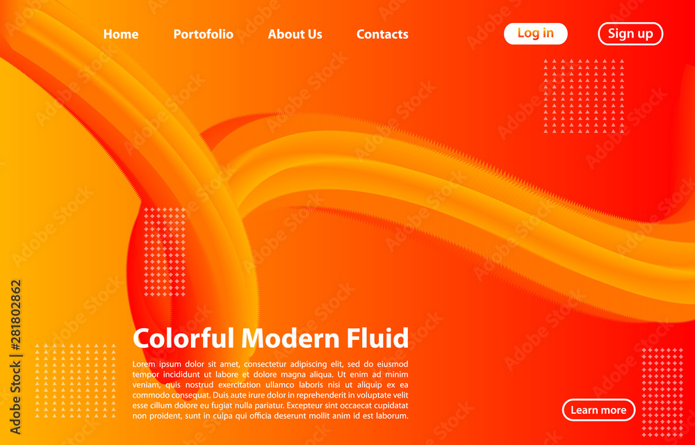 3D Abstract Fluid Shape with Gradient.Landing Page Concept in Orange Color.Landing Page Template for Modern Website. 3D Abstract Fluid Shape with Gradient.Landing Page Concept in Orange Color.Landing Page Template for Modern Website.