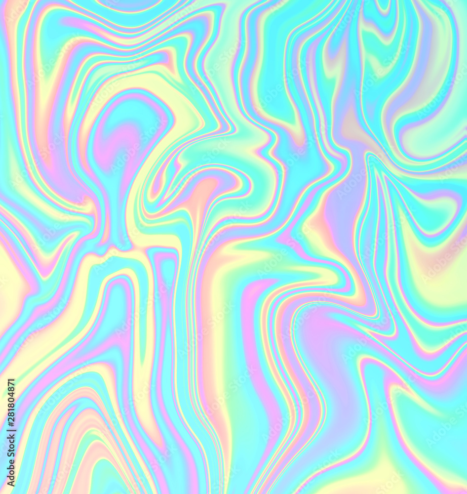 Abstract holographic iridescent background. Psychedelic colorful marble texture.