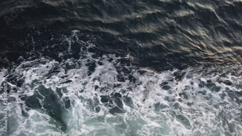 Yalova, Turkey - July 2019: White waves caused by the ship on a summer afternoon