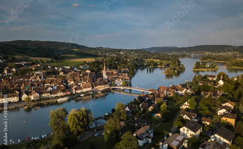 Aerial view of Stein-Am-Rhein medieval city near Shaffhausen, Switzerland