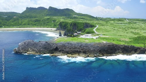 Aerial view of rocky coastline, Kunigami, Senaga Island photo