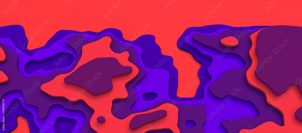3D Landscape Paper Cut style. Curved shapes with red purple gradients. Abstract geometric lines pattern background art illustration for cover, design, book, poster, flyer 3D Landscape Paper Cut style. Curved shapes with red purple gradients. Abstract geometric lines pattern background art illustration for cover, design, book, poster, flyer
