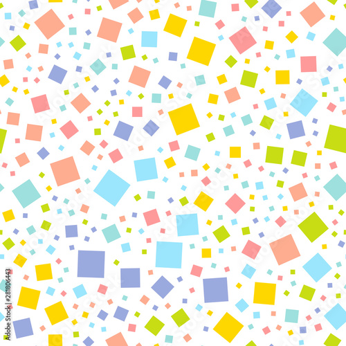 Seamless texture with random colorful squares. Vector pattern