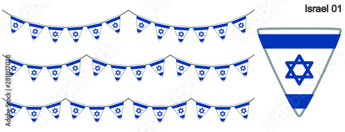 イスラエルの国旗のガーラーンド　ベクターデータ（bunting garland）