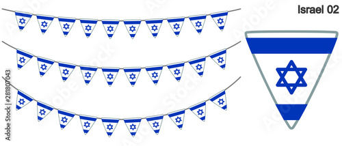 イスラエルの国旗のガーラーンド　ベクターデータ（bunting garland）