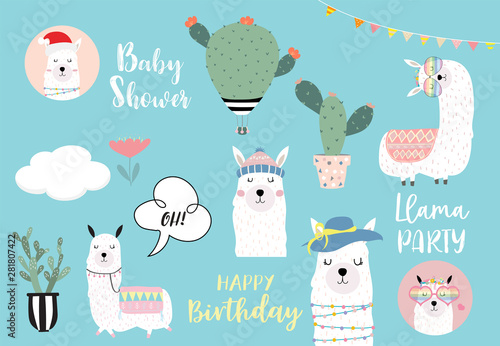 Cute llama invitation for kid