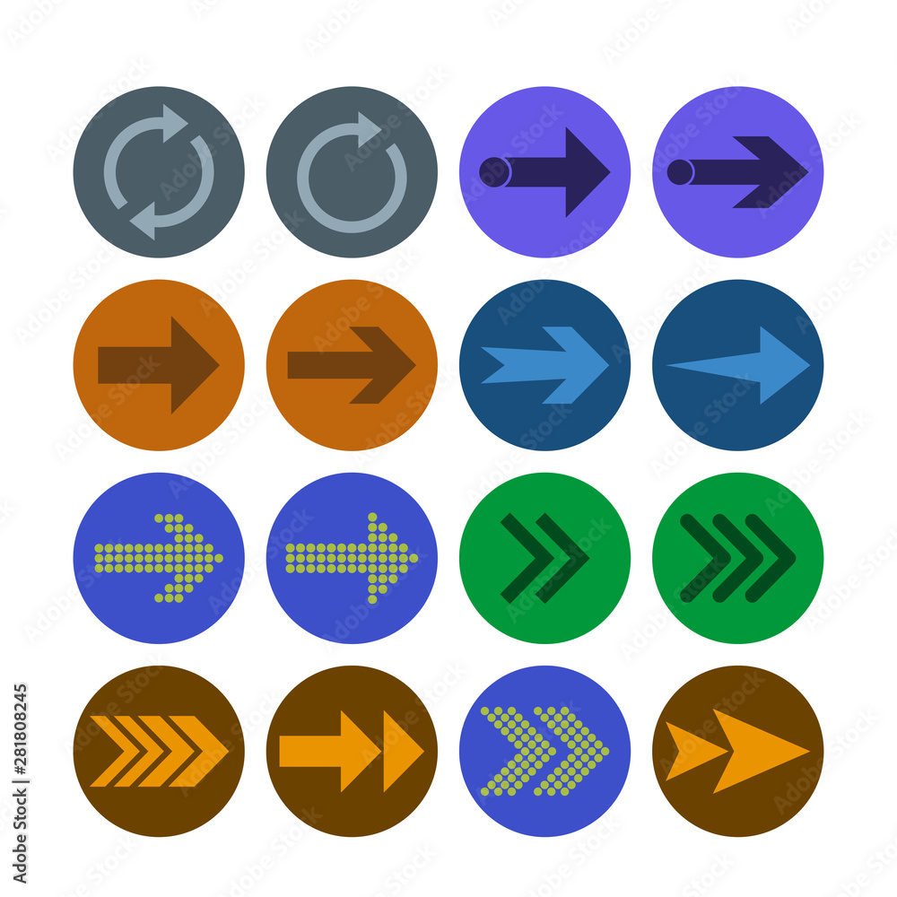 Arrow icon set. Vector illustration, flat design. Arrow icon set. Vector illustration, flat design.
