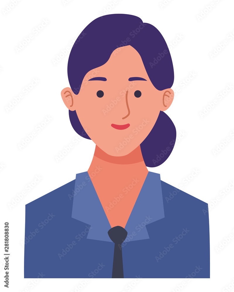 Businesswoman smiling profile cartoon