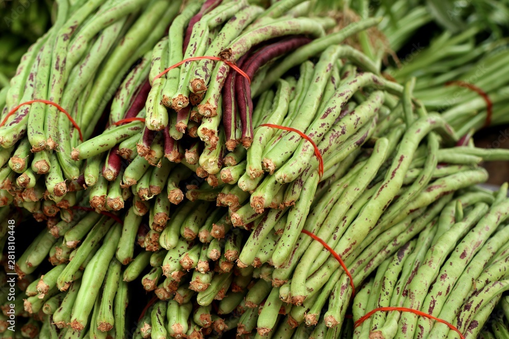 Fotografie Fresh long beans at market