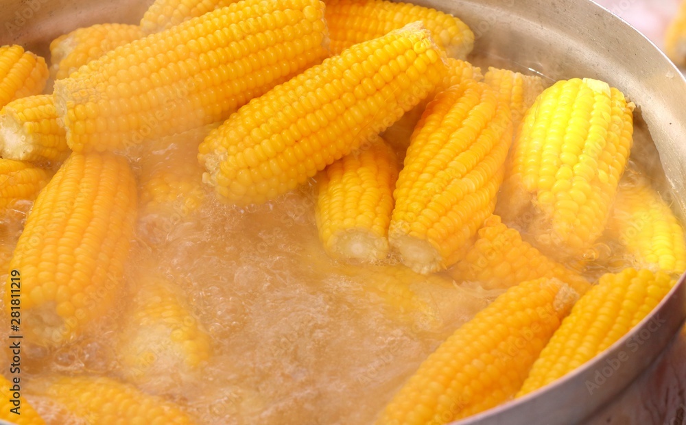 Boiled corn at the market