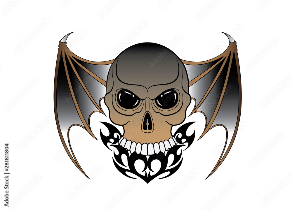 Skull Bat Wings Sticker Tattoo Shield Axe Stock Vector  Illustration of  coat crest 65061509