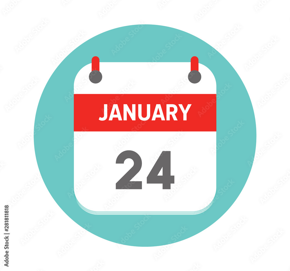 February 24. Vector flat daily calendar icon. Date and time, day, month. Holiday. - Vector February 24. Vector flat daily calendar icon. Date and time, day, month. Holiday. - Vector