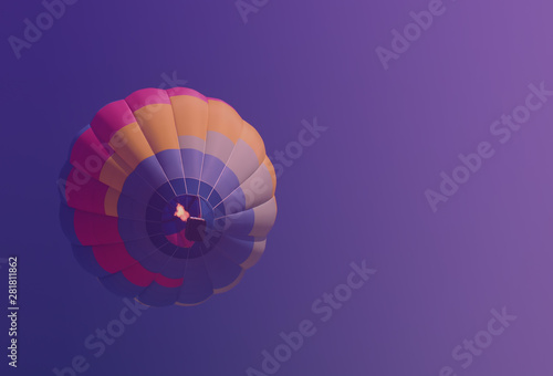Hot air balloon colorful in blue purple sky blurred background