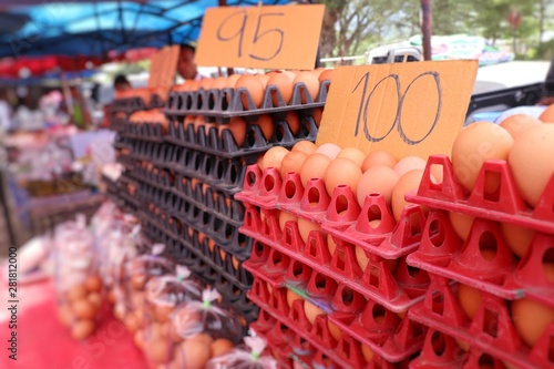 Hen egg in the market