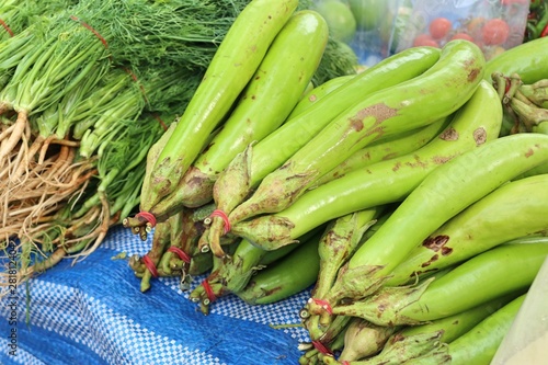 Long eggplant at the market
