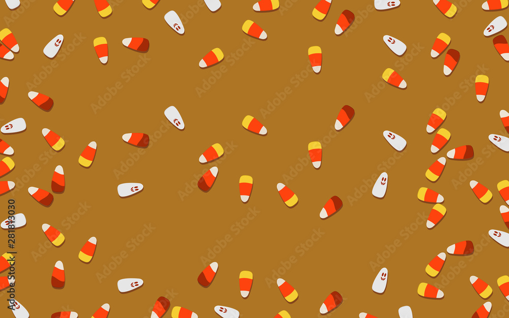 Halloween treats concept. Flat lay top view of marshmallow on background. Vector illustration cartoon style. Halloween treats concept. Flat lay top view of marshmallow on background. Vector illustration cartoon style.