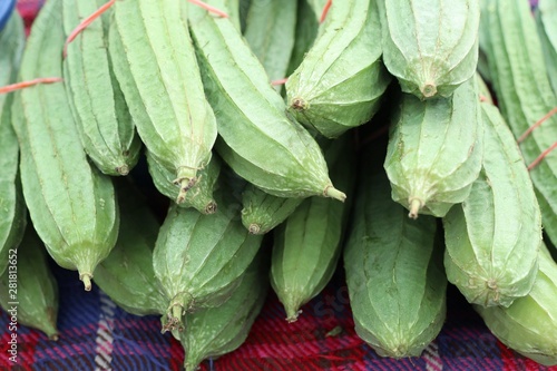 fresh luffa in the market