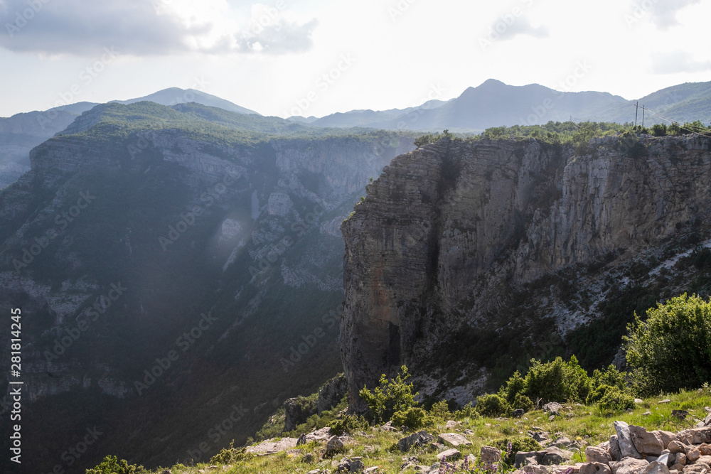 Spectacular view of Montenegro Mountains above THE CIJEVNA CANYON and Grlo Sokolovo with copy space