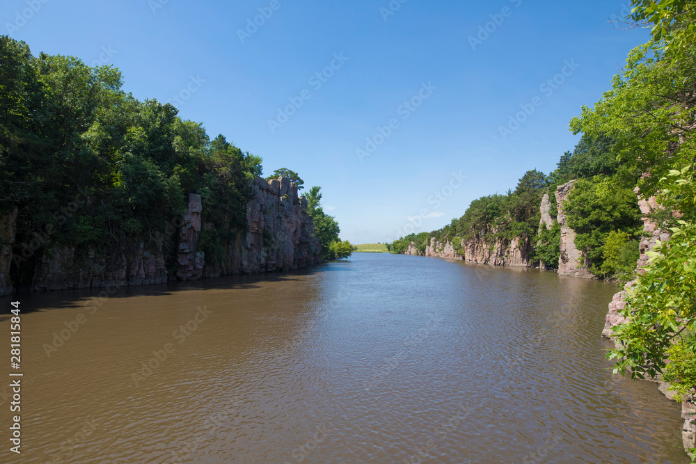 View of Palisades State Park in eastern South Dakota, with Split Rock Creek flowing through the canyon