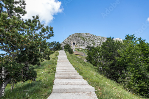 Spectacular view wirh  stone steps in Mountains in Lovcen National park in Montenegro
