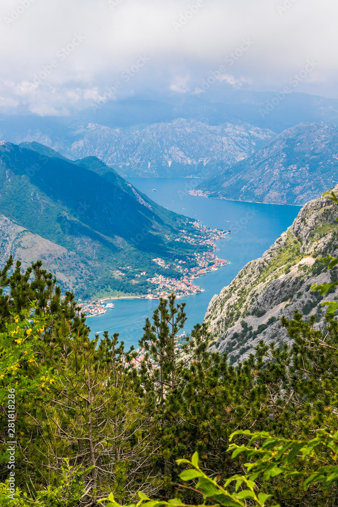 Spectacular Kotor bay adriatic sea panorama in Lovcen national park, Montenegro