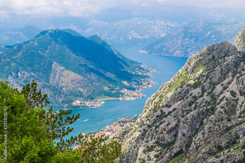 Spectacular Kotor bay adriatic sea panorama in Lovcen national park, Montenegro