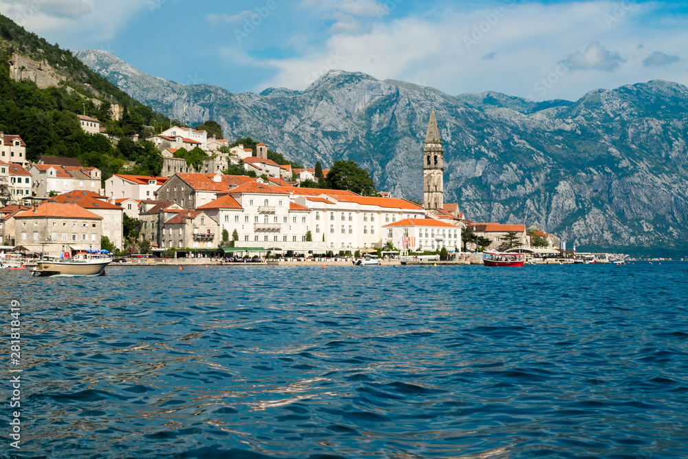 Perast  beautiful Old town in the mountains of south Europe, Montenegro