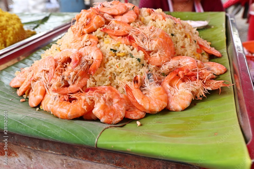 Shrimp fried rice in street food Shrimp fried rice in street food