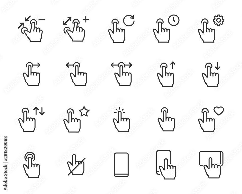 set of gesture icons, touch, phone, finger, touchscreen set of gesture icons, touch, phone, finger, touchscreen