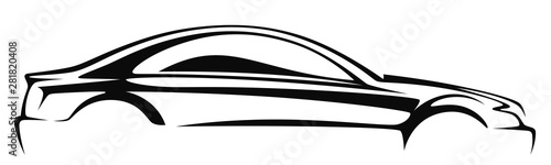 Black car on a white background