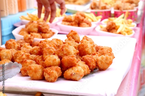 fried nuggets at street food