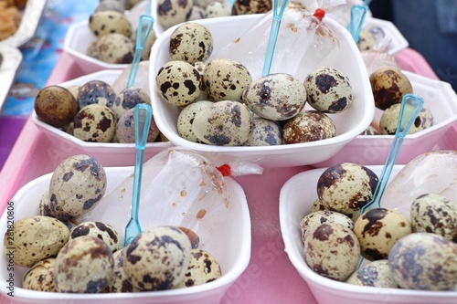 Quail eggs at street food