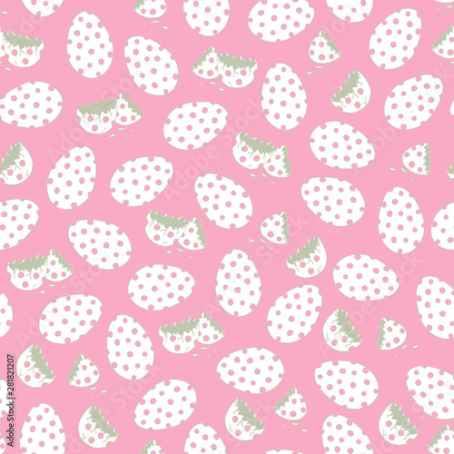 Simple spotty egg pattern on light pink background.