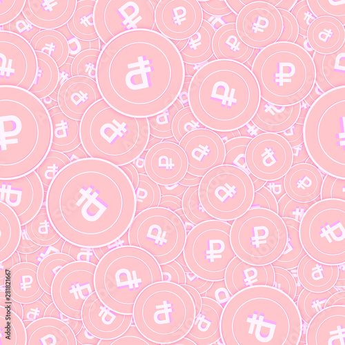 Russian ruble copper coins seamless pattern. Flawl
