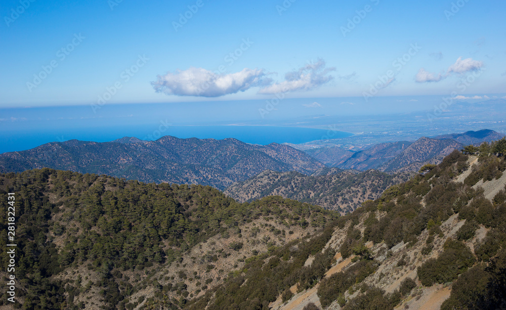 View of the mountain range and the sea, Cyprus