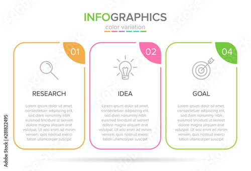 Vector infographic label template with icons. 3 options or steps. Infographics for business concept. Can be used for info graphics, flow charts, presentations, web sites, banners, printed materials.