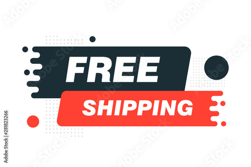 Free shipping Label sign. Origami style banner. Vector illustration