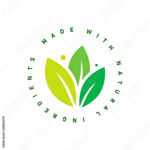 Made with natural ingredients sticker. Vector illustration