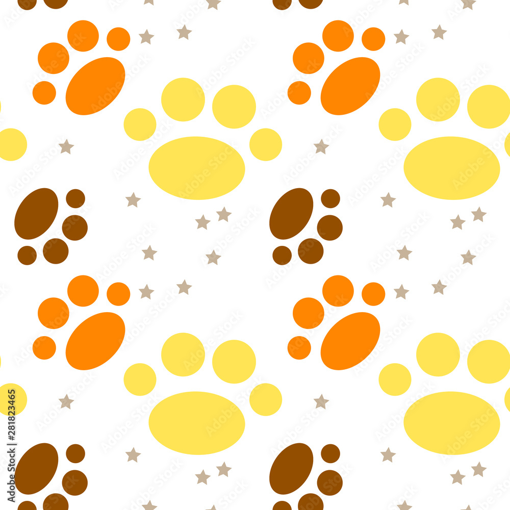 Vector seamless pattern with cat or dog,kitten or puppy footprints. Can be used for wallpaper,fabric, web page background, surface textures. Vector seamless pattern with cat or dog,kitten or puppy footprints. Can be used for wallpaper,fabric, web page background, surface textures.