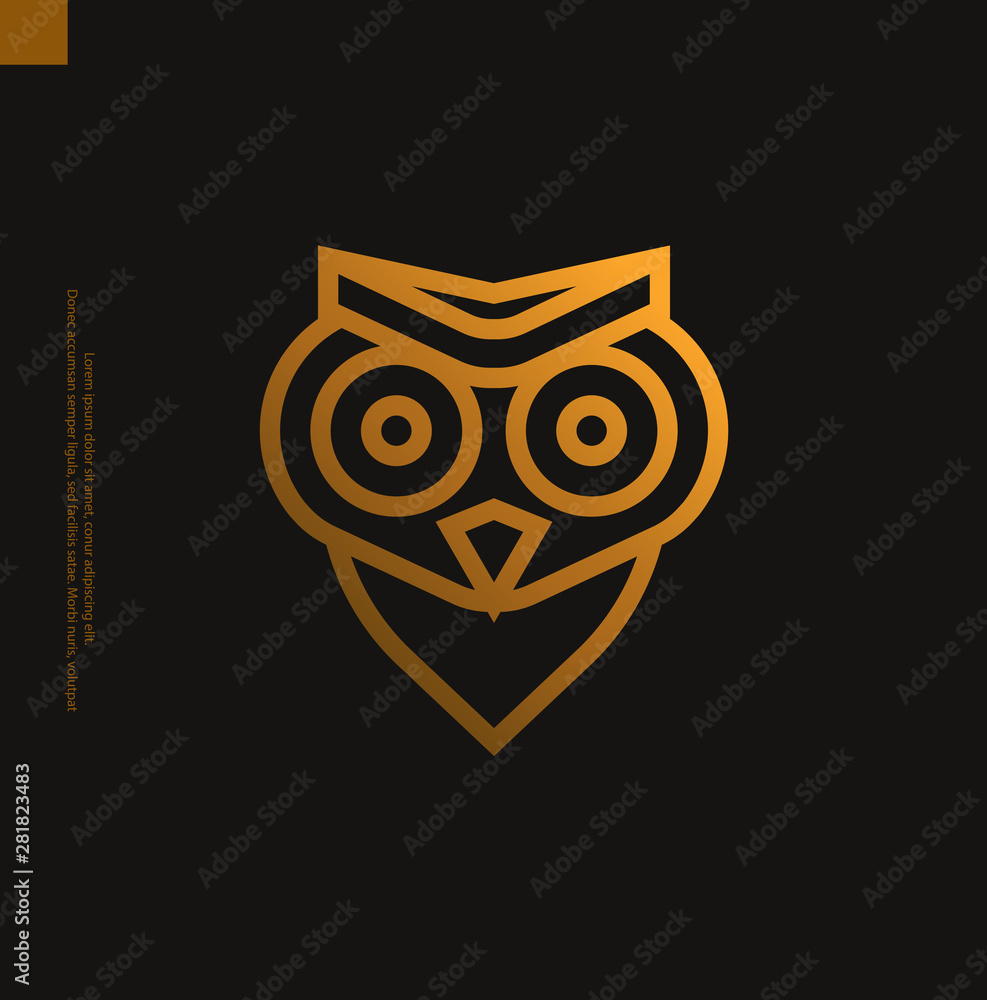 Gold vintage modern owl line logo icon