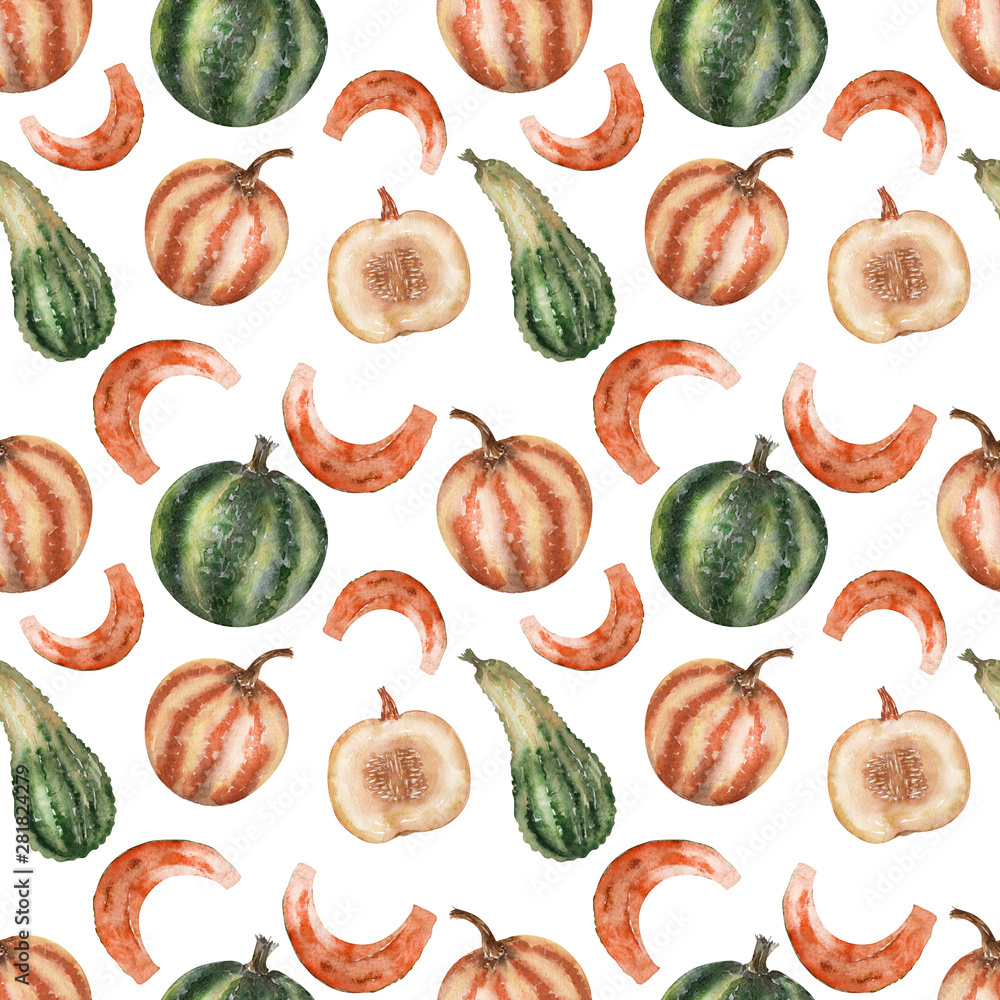 Watercolor background large pumpkin crop Watercolor background large pumpkin crop
