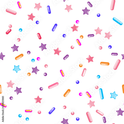 Sprinkle Cupcake Donut Topping. Seamless Pattern 