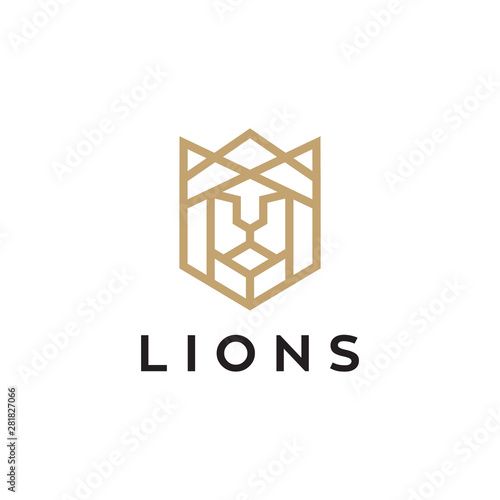 lion head outline logo vector icon download on white background
