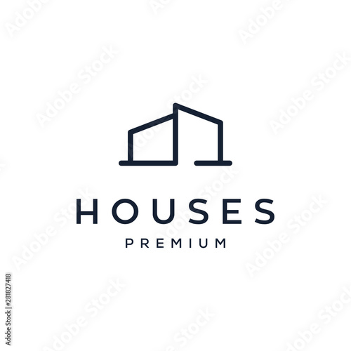 house / home architect mortgage logo vector icon illustration line outline monoline design