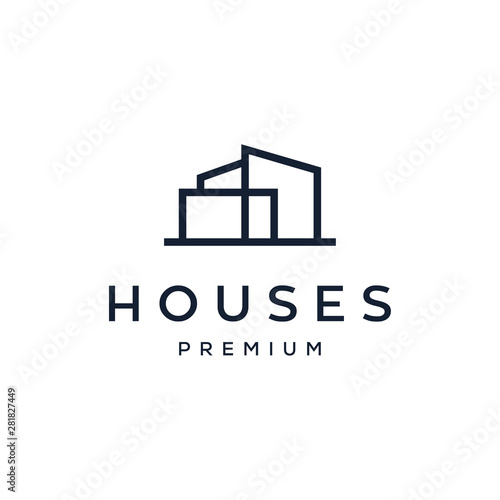 house / home architect mortgage logo vector icon illustration line outline monoline design