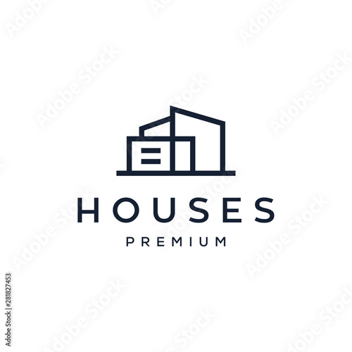 house / home architect mortgage logo vector icon illustration line outline monoline design