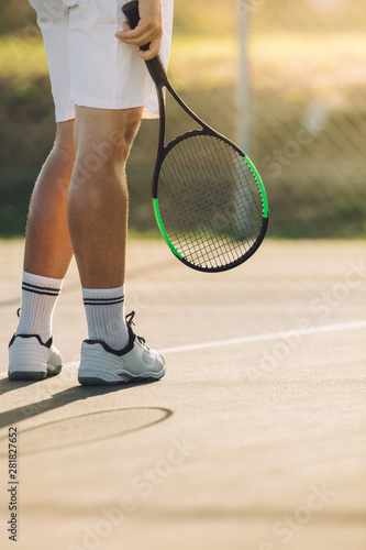 Tennis player a on hard court